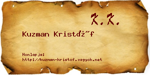 Kuzman Kristóf névjegykártya